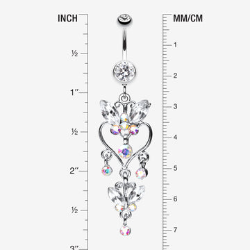 Detail View 1 of Butterfly Extravagance Belly Button Ring-Clear Gem